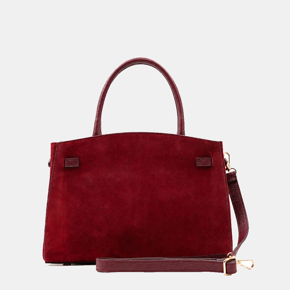 Borsa a Mano VIAVERDI in Camoscio e Pelle Bordeaux Made in Italy linea Artimino