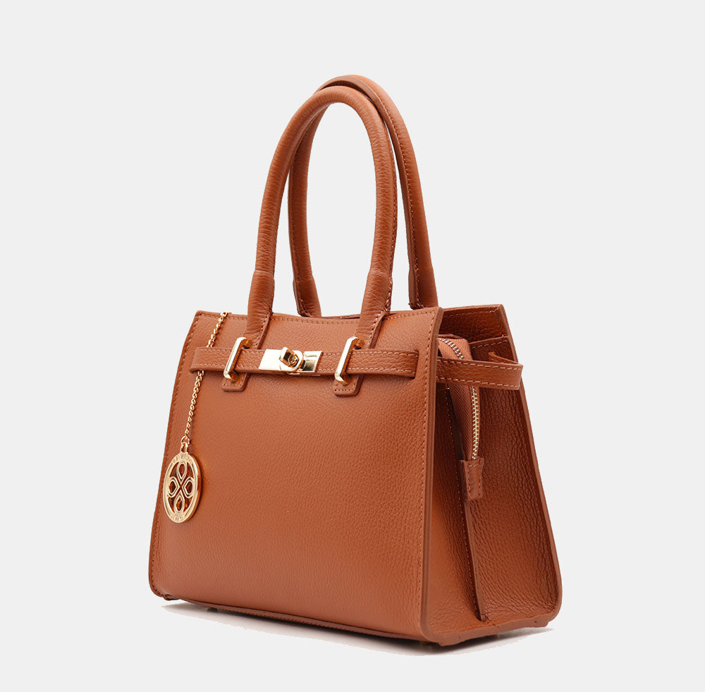 VIAVERDI Women's Handbag in Tan Leather Made in Italy, Artimino Line