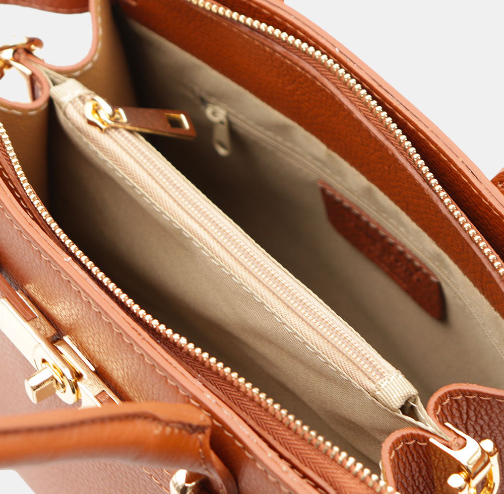 VIAVERDI Women's Handbag in Tan Leather Made in Italy, Artimino Line