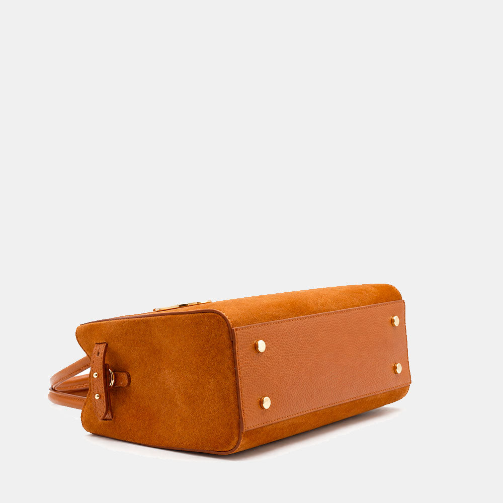 Handbag ViaVerdi in Suede and Brown Leather Made in Italy – Line Artimino