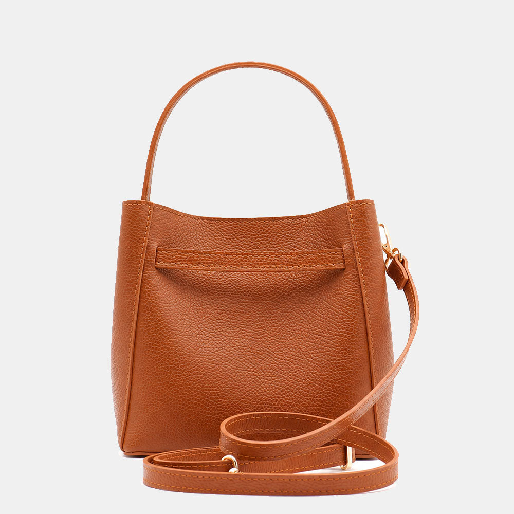 Borsa Donna a Mano Piccola VIAVERDI in Pelle color Cuoio Made in Italy linea Artimino