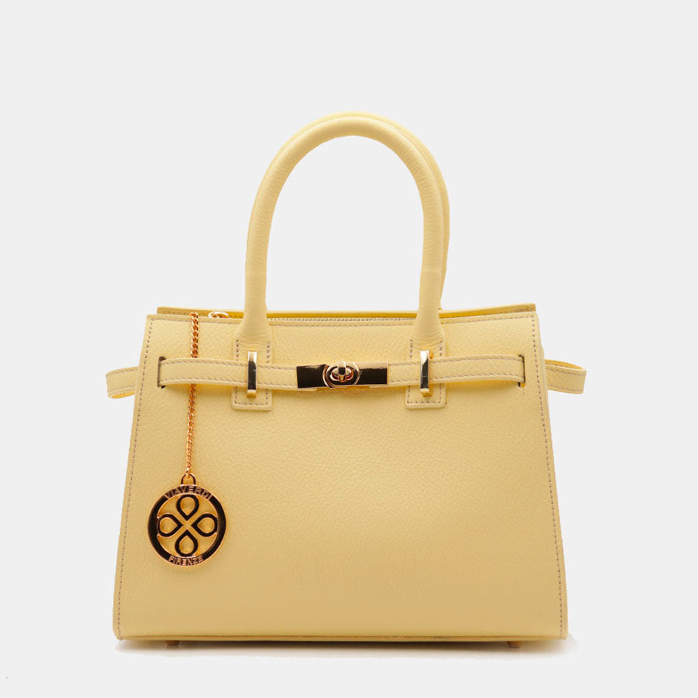 Borsa Donna a Mano VIAVERDI in Pelle Gialla Made in Italy linea Artimino