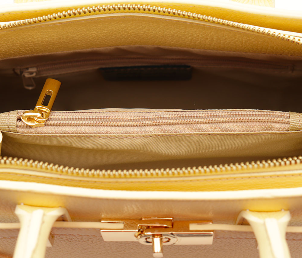 Borsa Donna a Mano VIAVERDI in Pelle Gialla Made in Italy linea Artimino