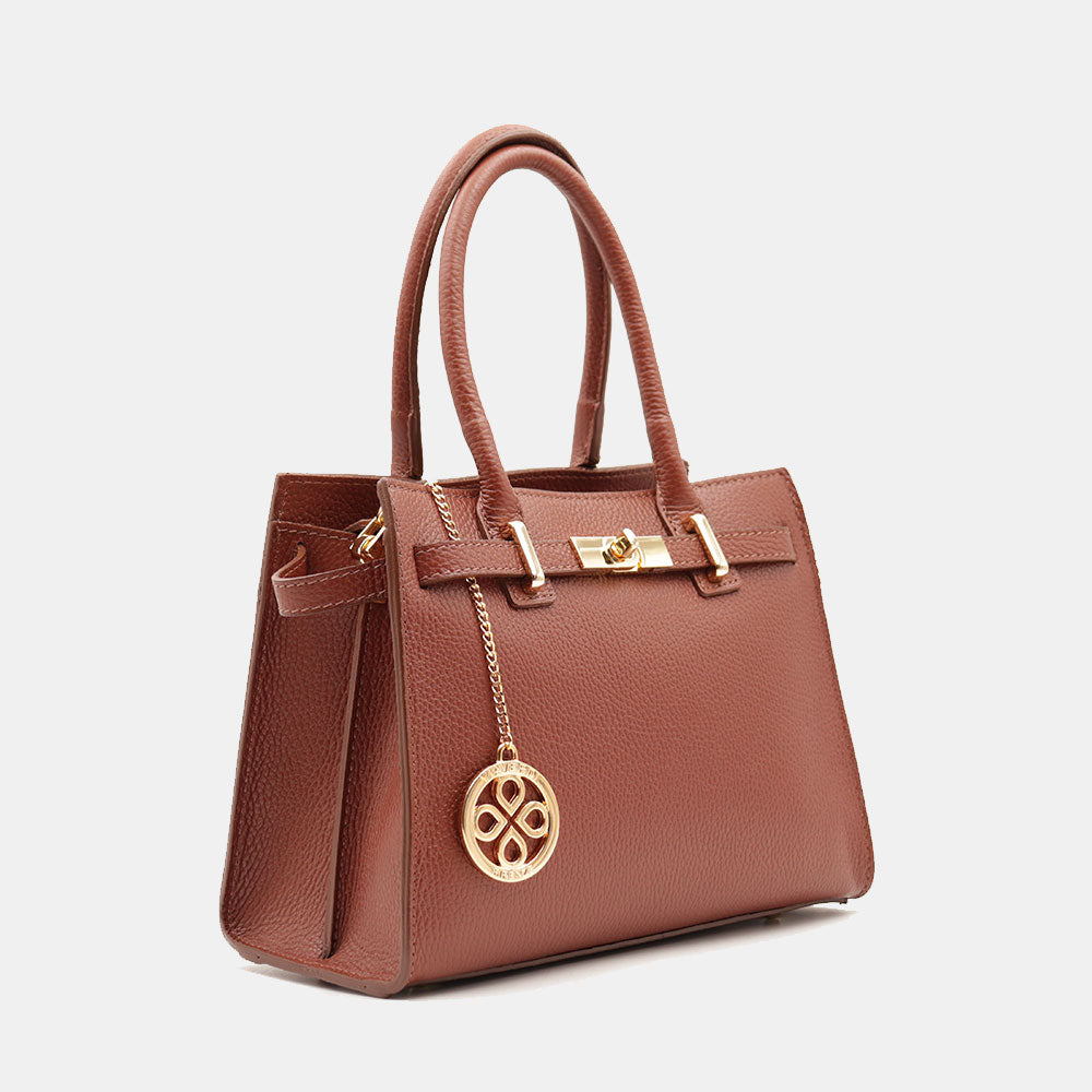VIAVERDI Women's Handbag in Brown Leather Made in Italy, Artimino Line