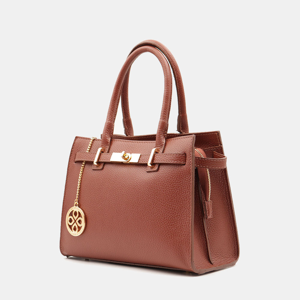 VIAVERDI Women's Handbag in Brown Leather Made in Italy, Artimino Line