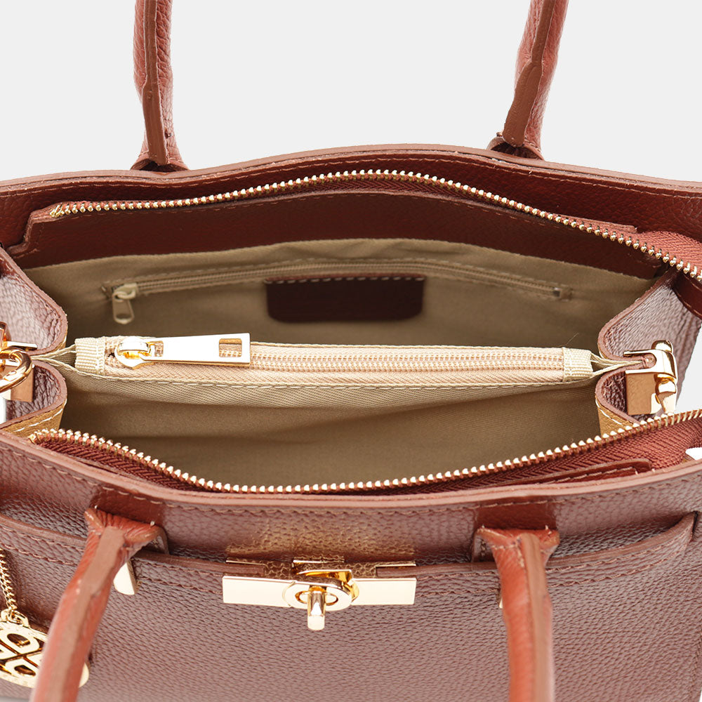 VIAVERDI Women's Handbag in Brown Leather Made in Italy, Artimino Line