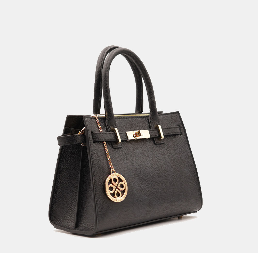 Borsa Donna a Mano VIAVERDI in Pelle Nera Made in Italy linea Artimino