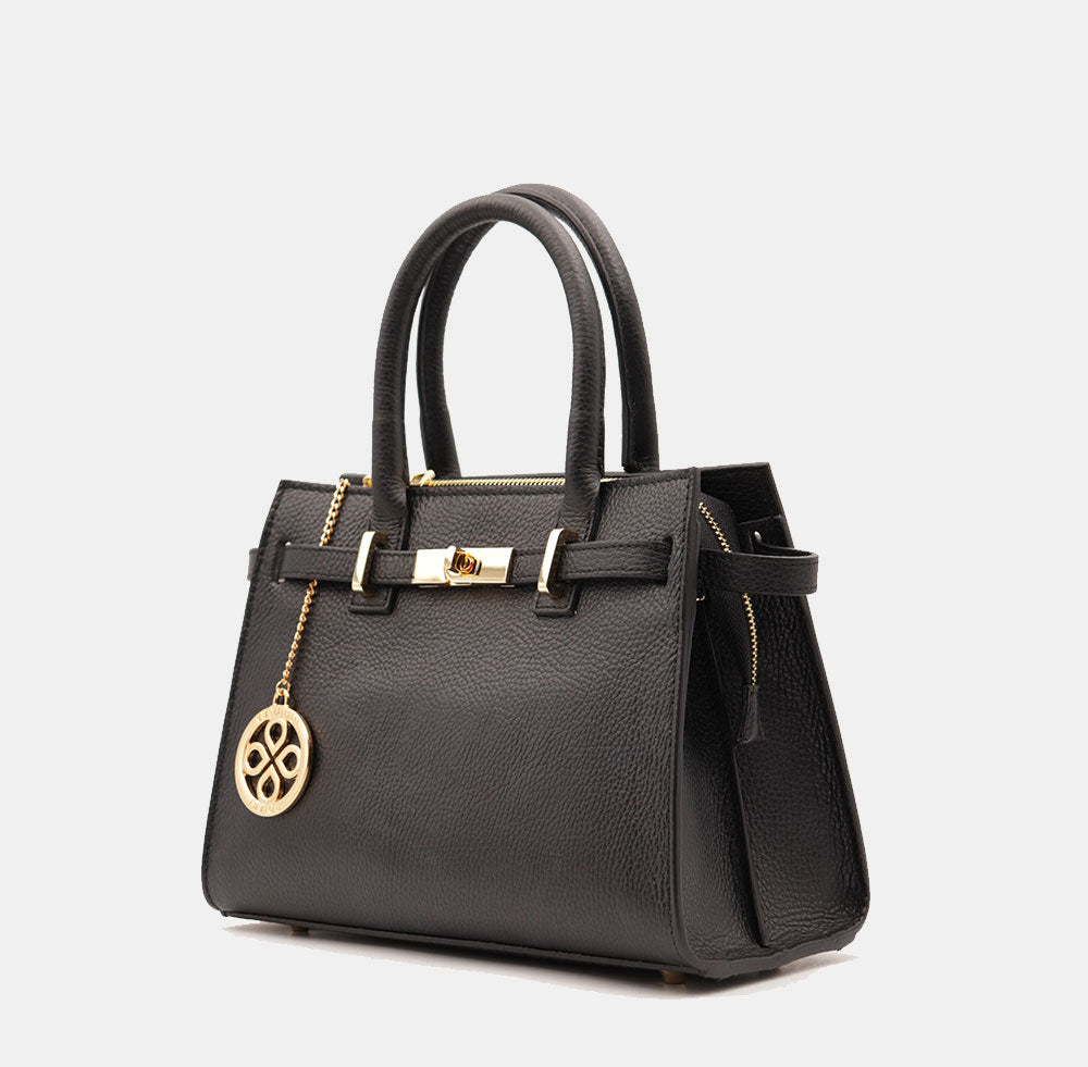 Borsa Donna a Mano VIAVERDI in Pelle Nera Made in Italy linea Artimino