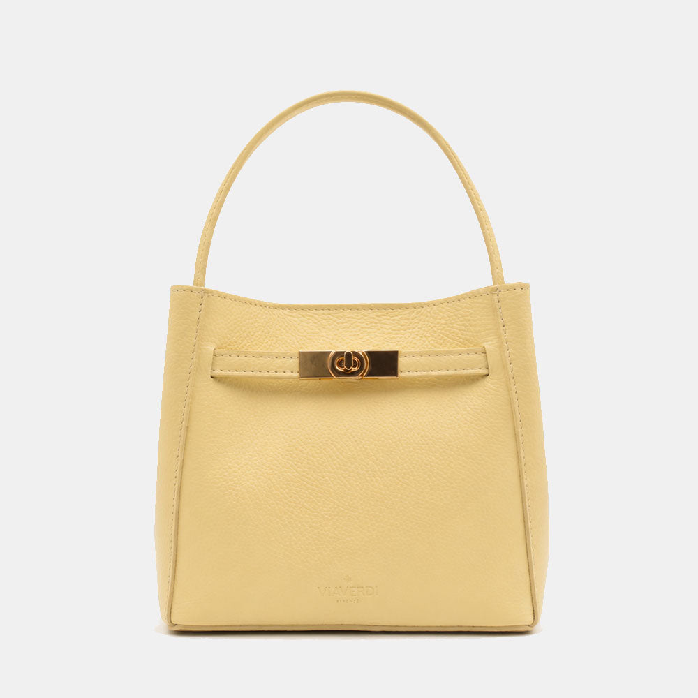 Borsa Donna a Mano Piccola VIAVERDI in Pelle Gialla Made in Italy linea Artimino