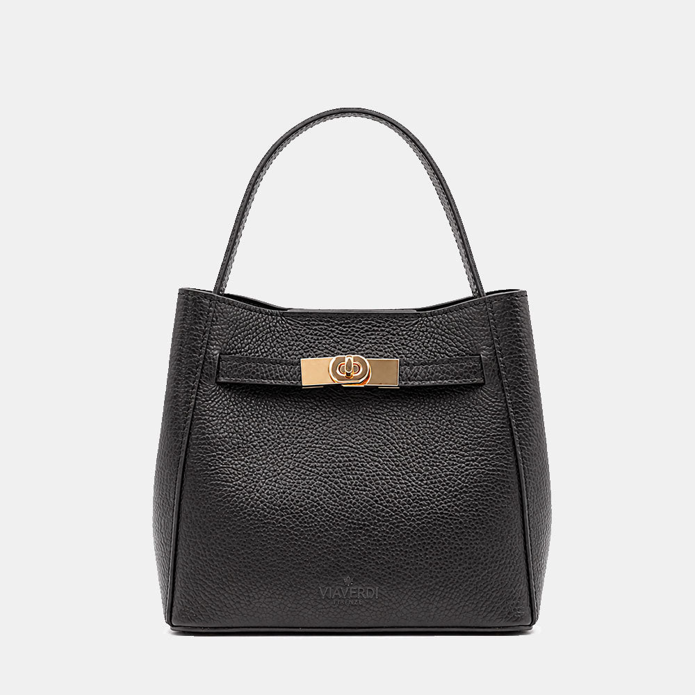 Borsa Donna a Mano Piccola VIAVERDI in Pelle Nera Made in Italy linea Artimino