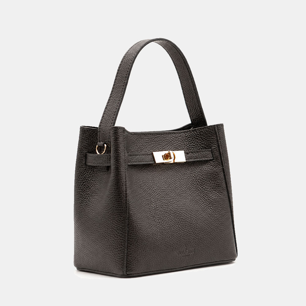 Borsa Donna a Mano Piccola VIAVERDI in Pelle Nera Made in Italy linea Artimino