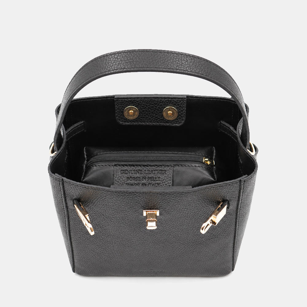 Borsa Donna a Mano Piccola VIAVERDI in Pelle Nera Made in Italy linea Artimino
