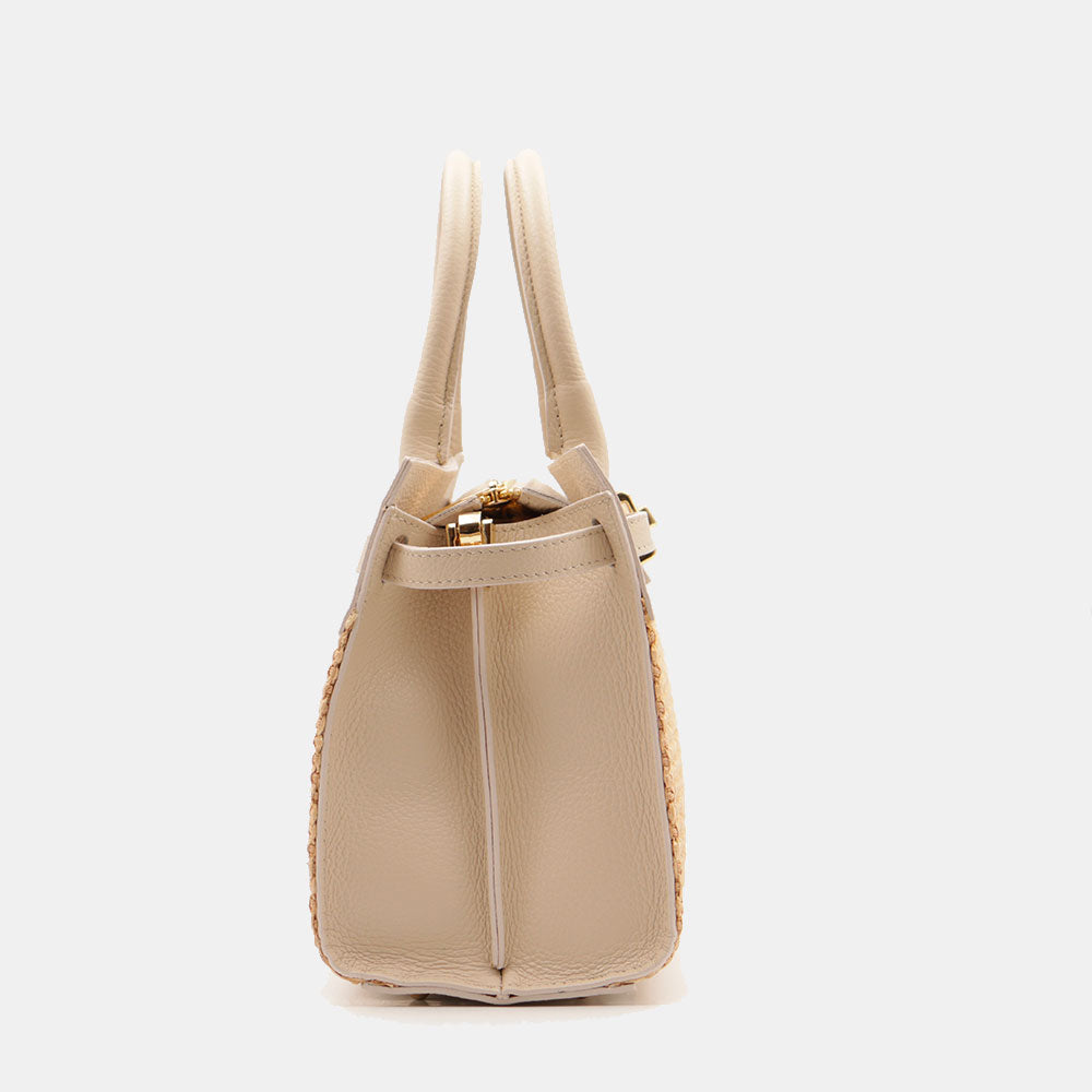 Borsa Donna a Mano VIAVERDI in Rafia e Pelle Avorio Made in Italy linea Artimino
