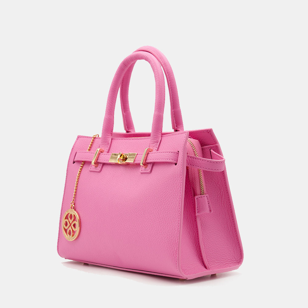 VIAVERDI Women's Handbag in Pink Leather Made in Italy, Artimino Line