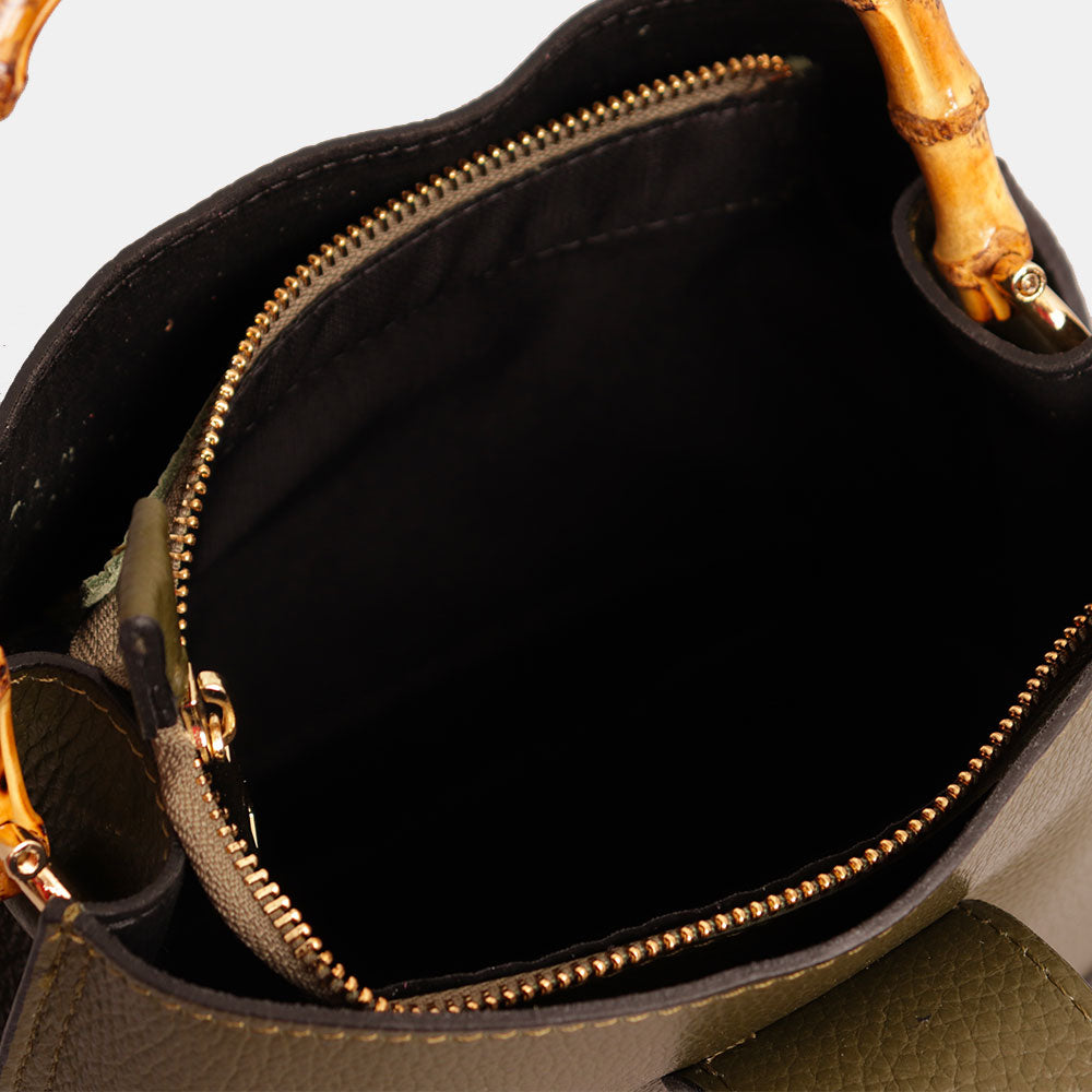 Borsa Secchiello Piccola VIAVERDI in Pelle Verde Made in Italy linea Volterra