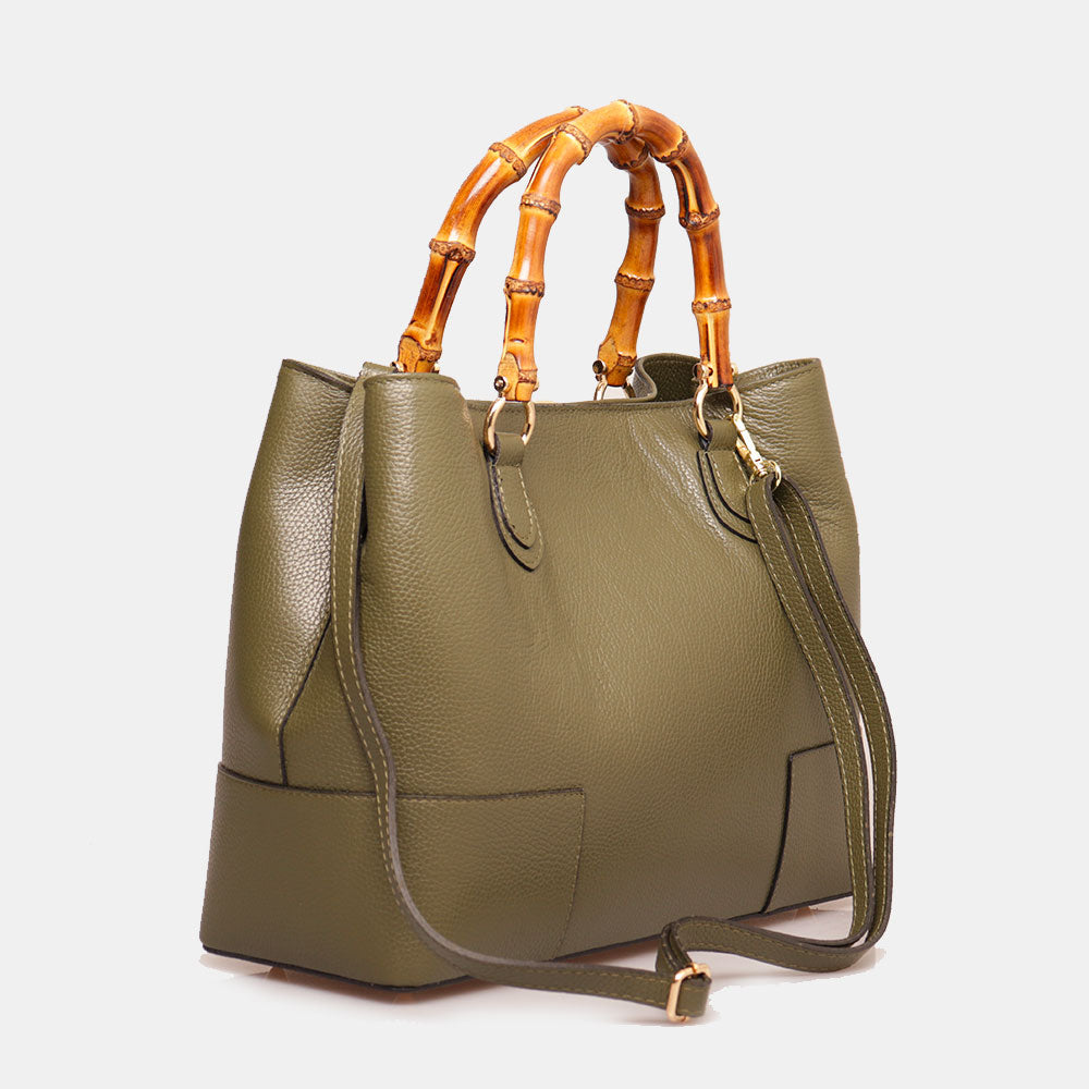 Borsa Grande VIAVERDI in Pelle Verde Made in Italy linea Volterra