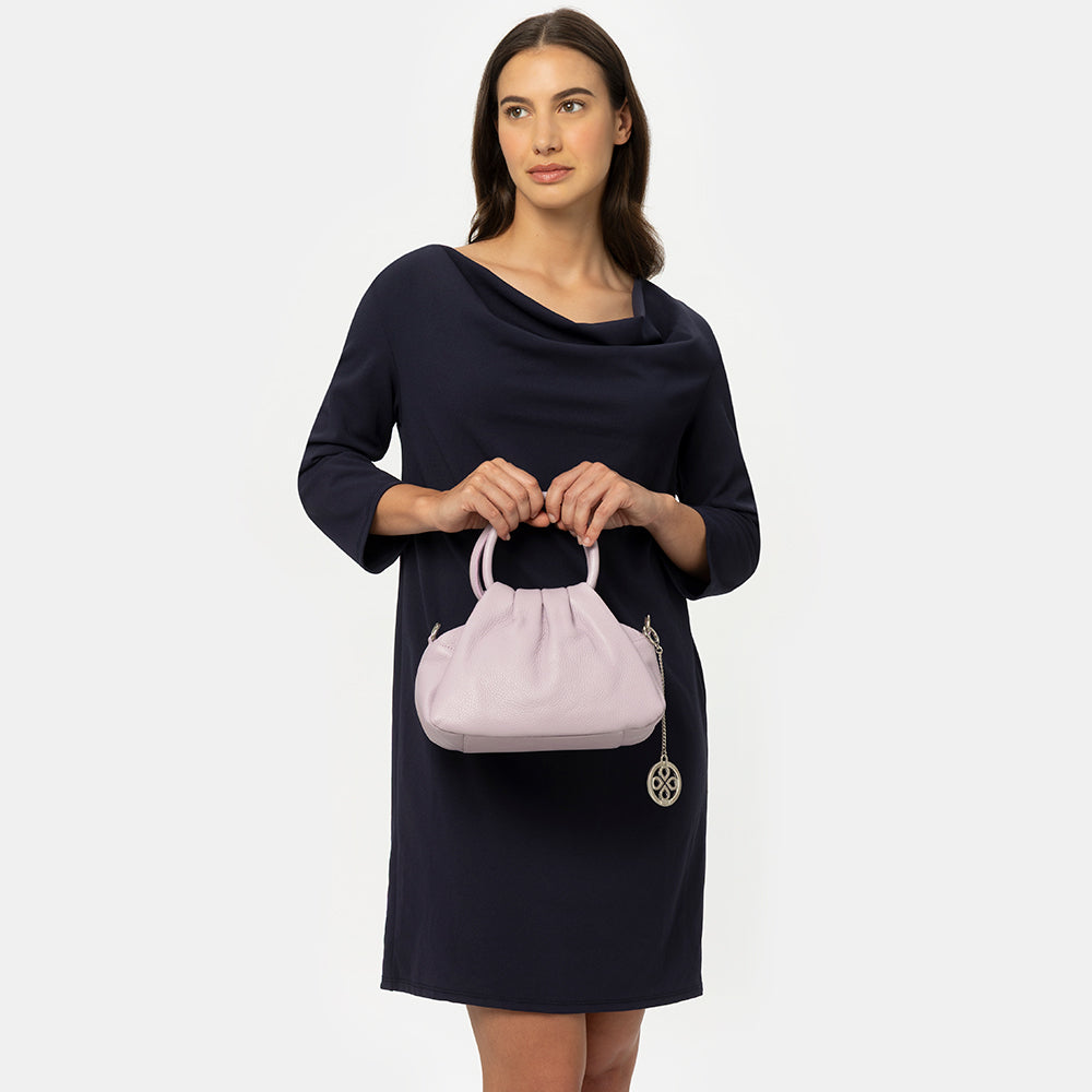 Borsa a Mano con Tracolla VIAVERDI in Pelle Bianca Made in Italy linea Barga