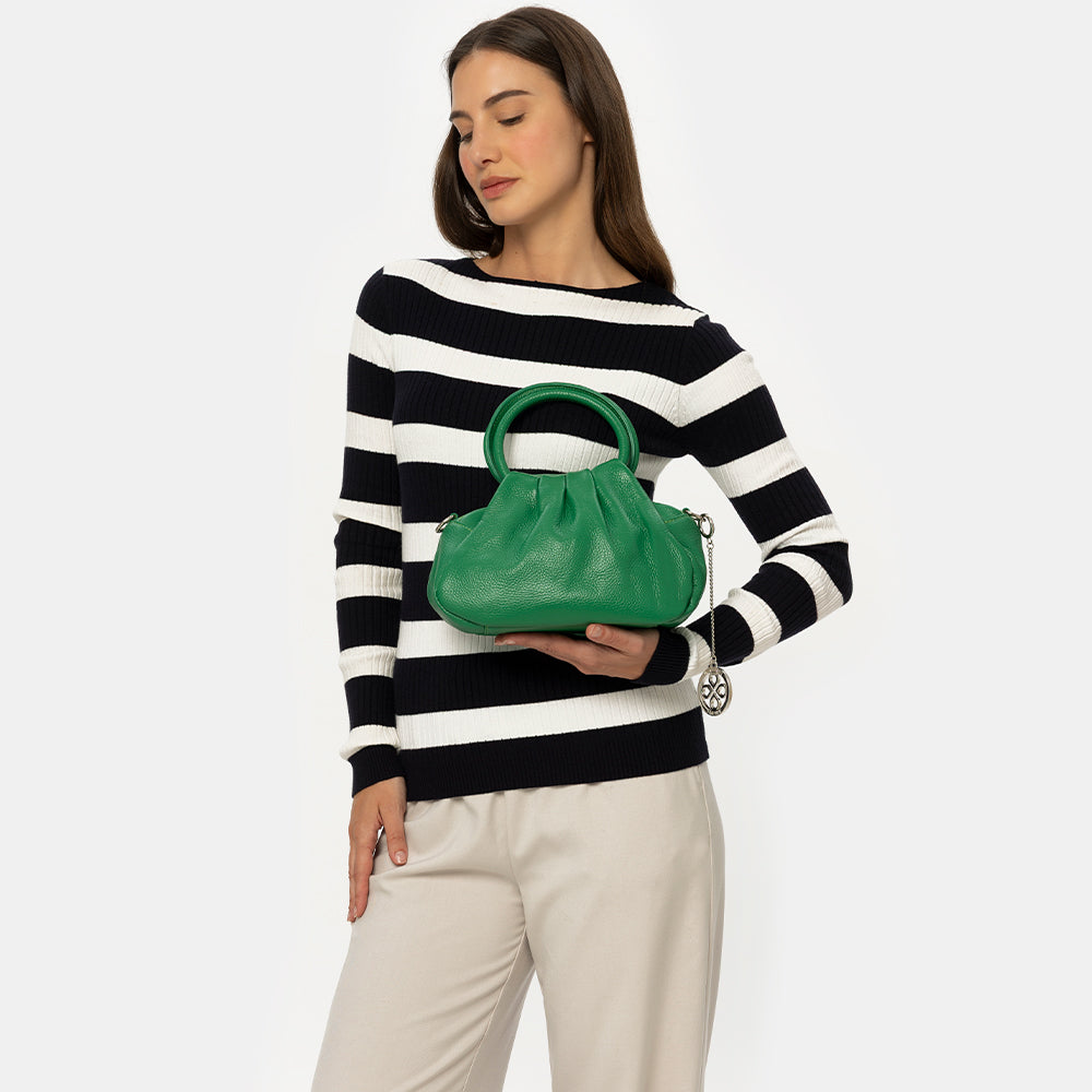 Borsa a Mano con Tracolla VIAVERDI in Pelle Arancio Made in Italy linea Barga