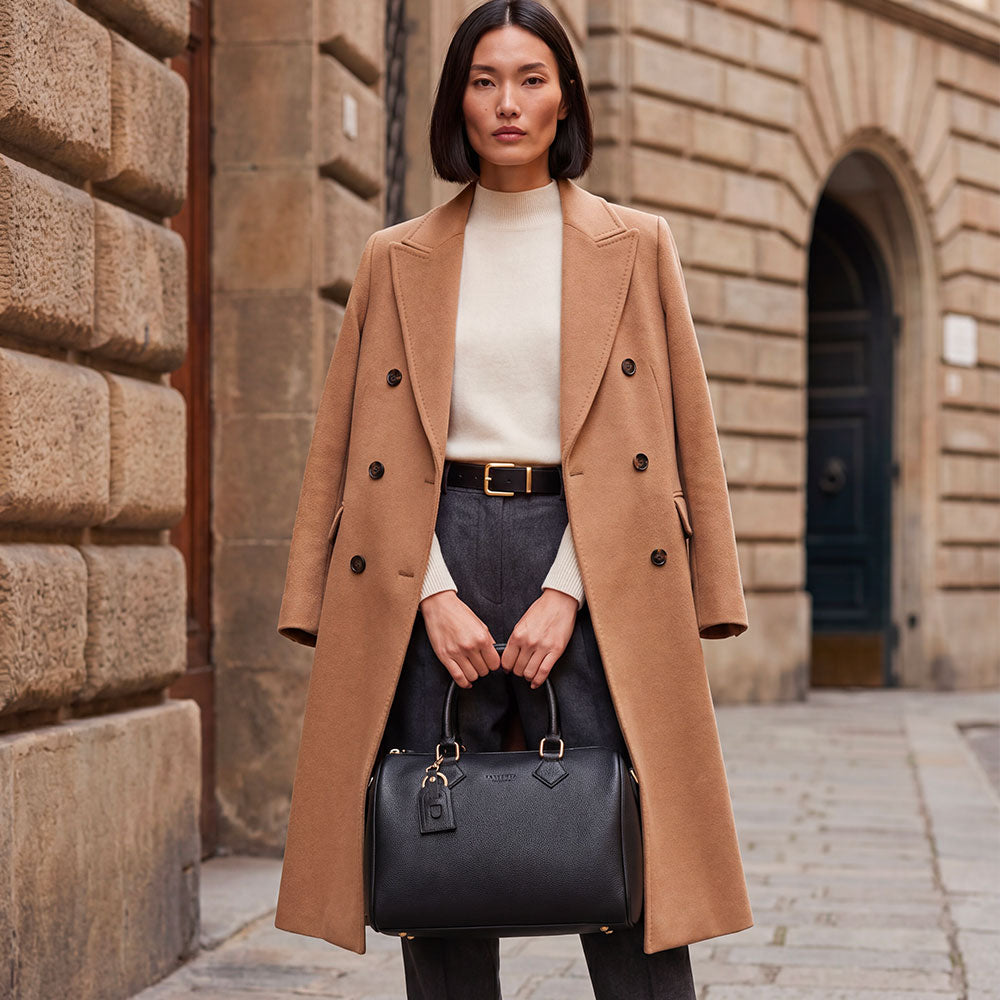 Borsa Bauletto in Pelle Nera VIAVERDI Made in Italy Linea San Gimignano