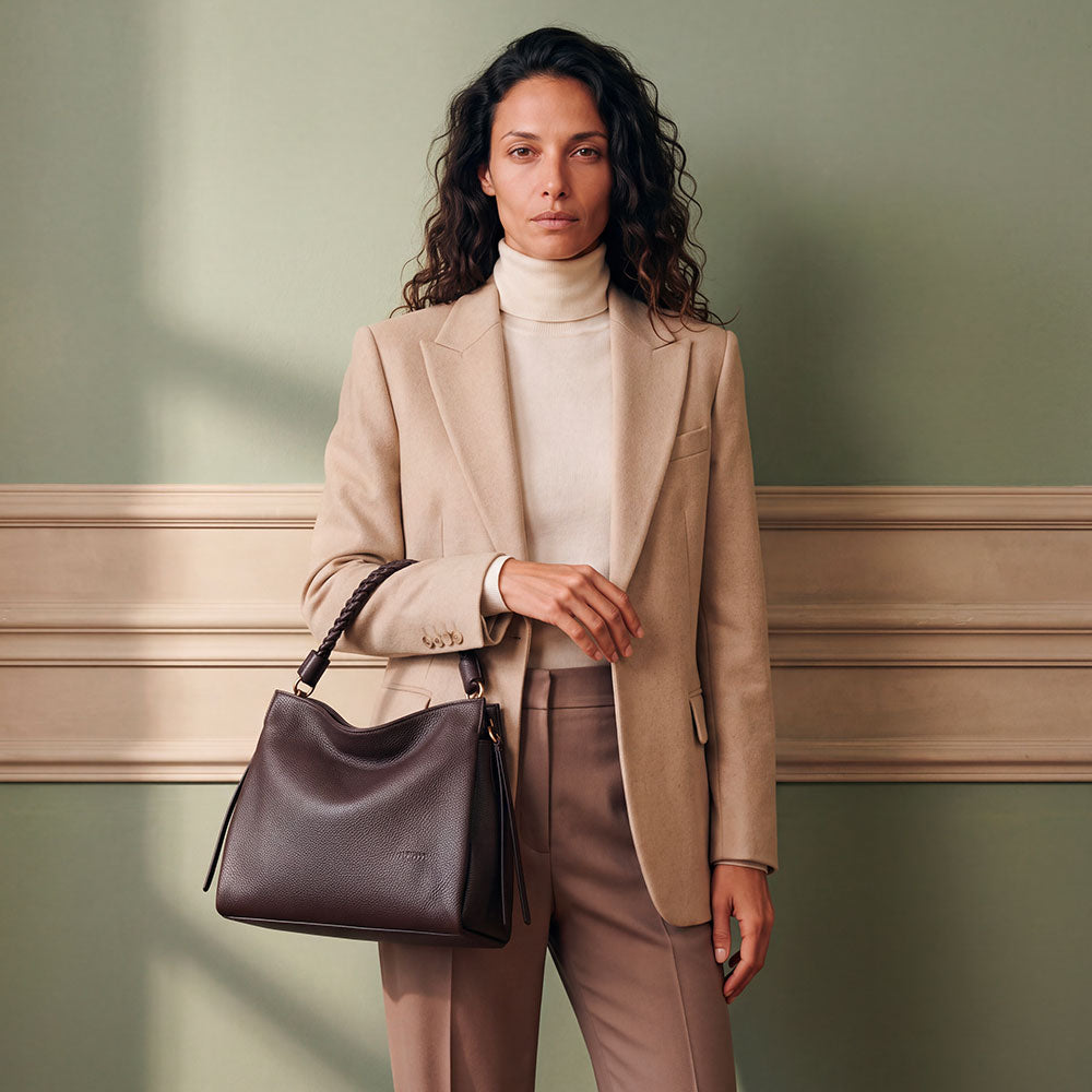 Borsa a Spalla in Pelle Testa di Moro VIAVERDI Made in Italy linea Monteriggioni