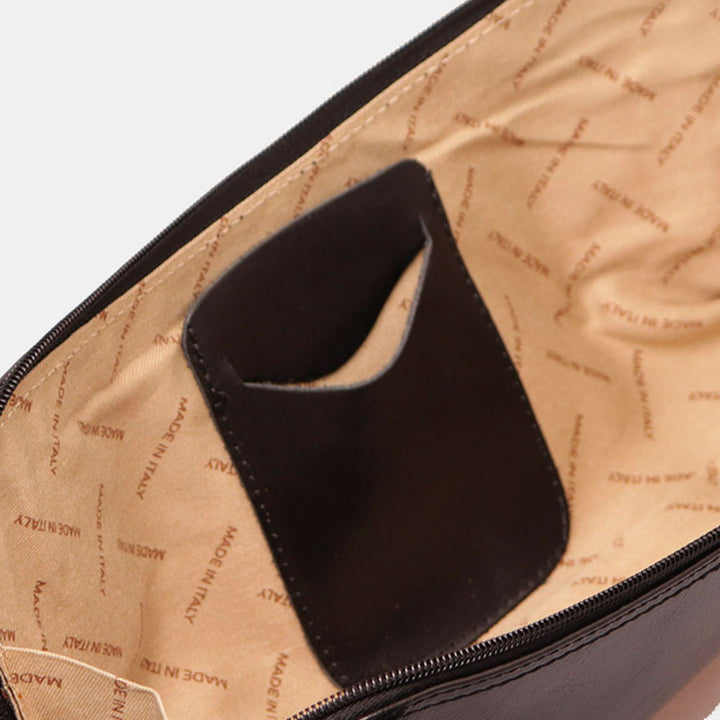 VIAVERDI Umhängetasche aus schwarzem Leder, Made in Italy, Linie Florence