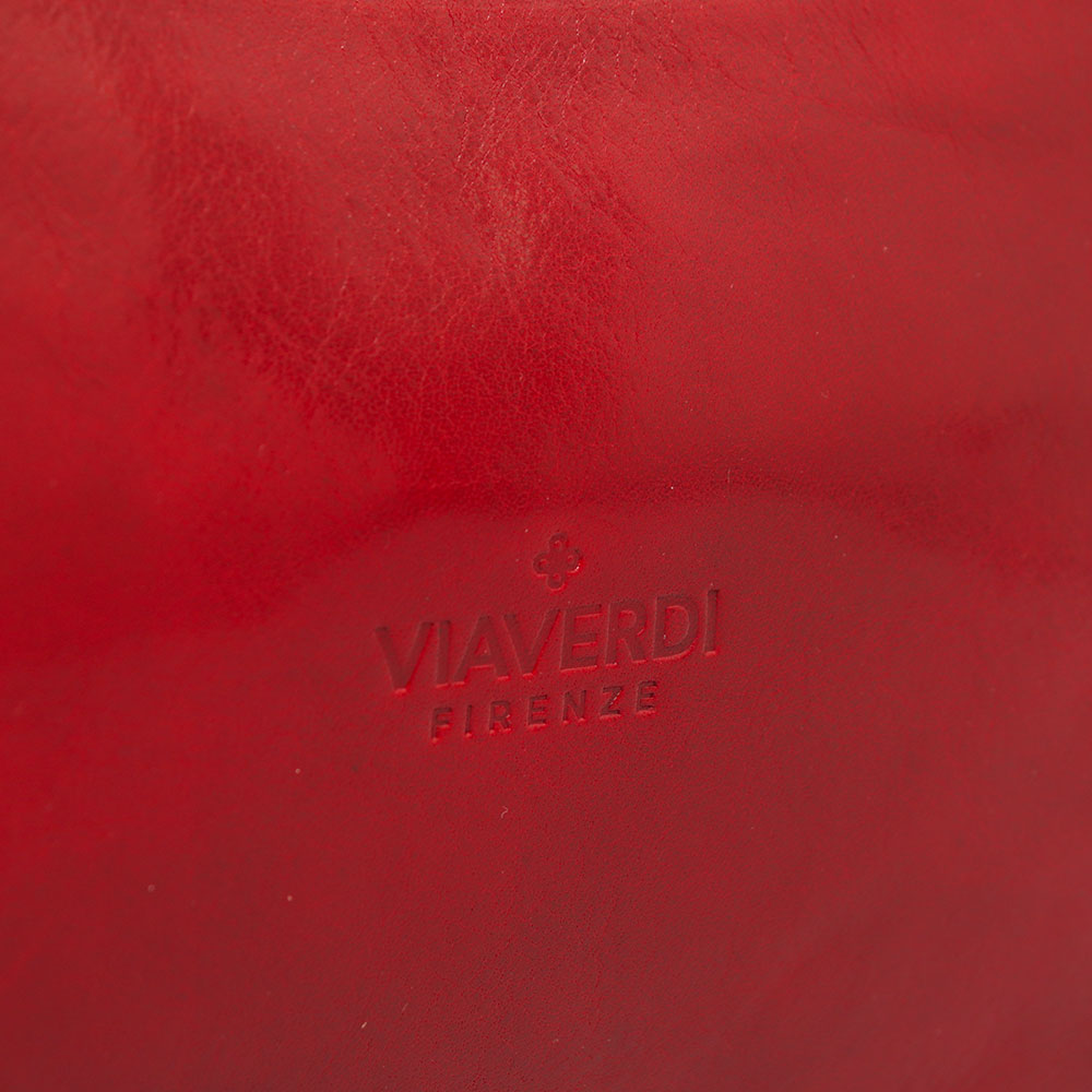 VIAVERDI Shoulder Bag in Red Leather, Made in Italy, Firenze line.