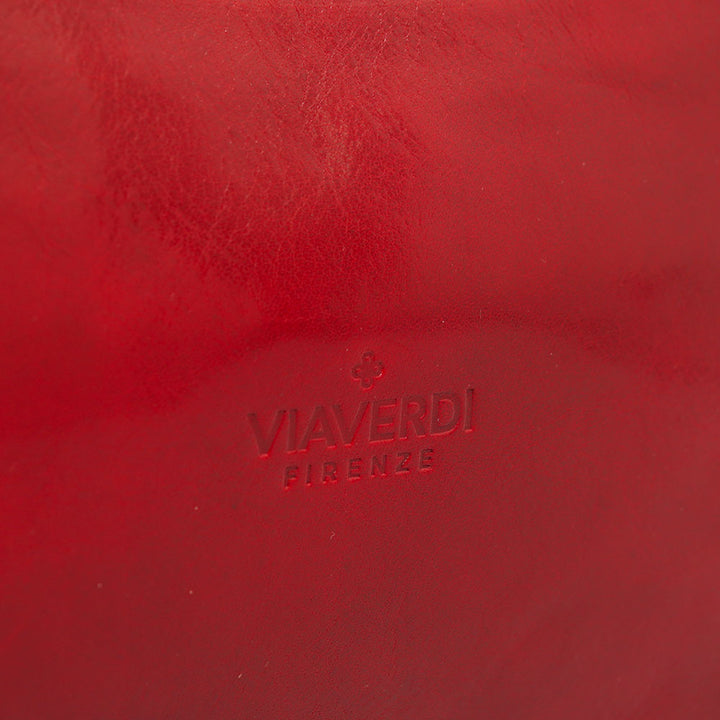 VIAVERDI Shoulder Bag in Red Leather, Made in Italy, Firenze line.