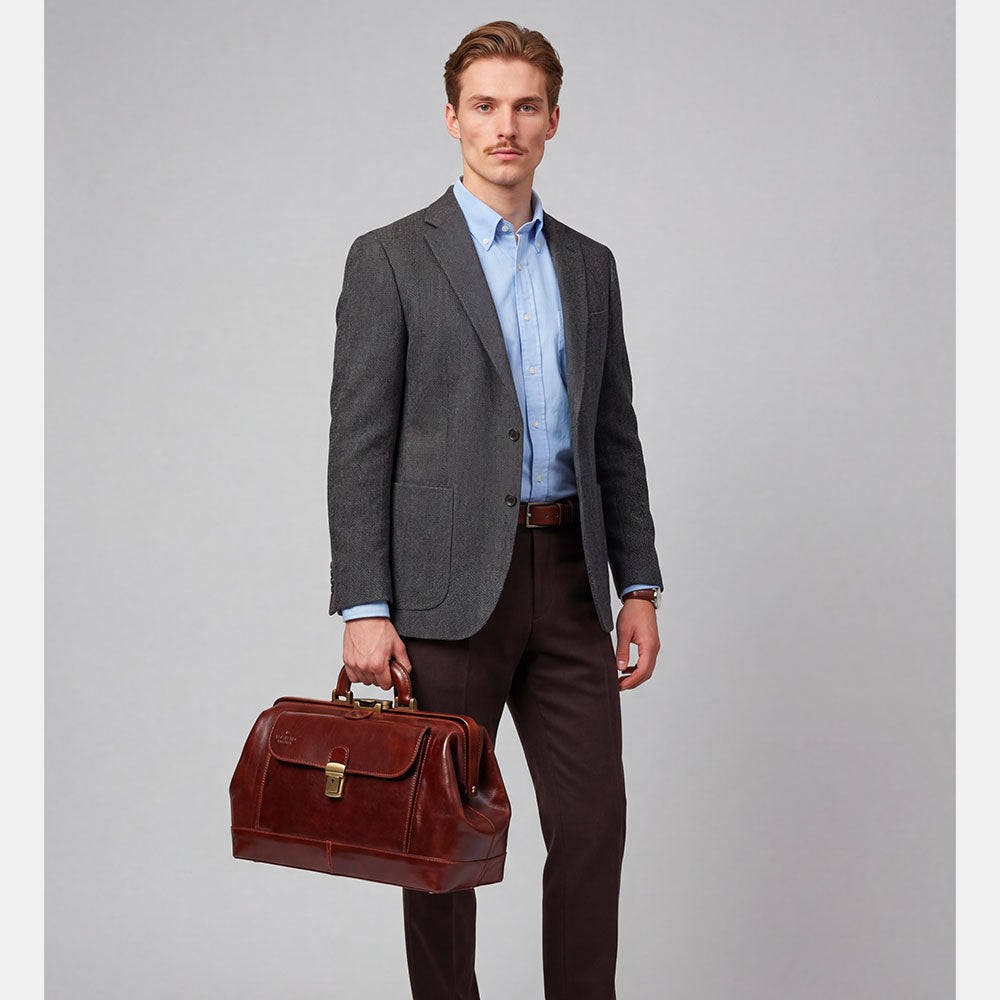 Borsa Medico Classica in Pelle Rossa VIAVERDI Made in Italy linea Firenze