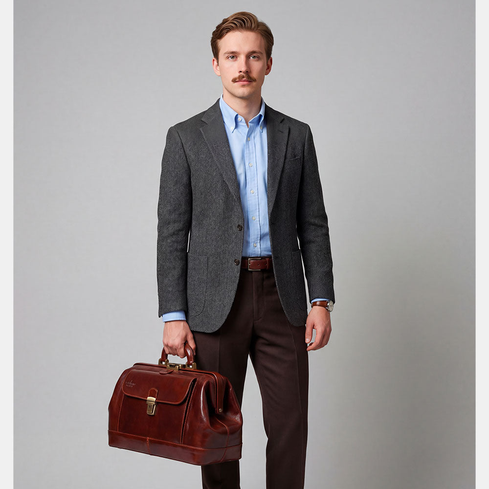Borsa Medico Classica in Pelle Marrone VIAVERDI Made in Italy linea Firenze
