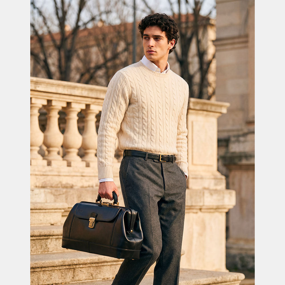 Borsa Medico Classica in Pelle Nera VIAVERDI Made in Italy linea Firenze