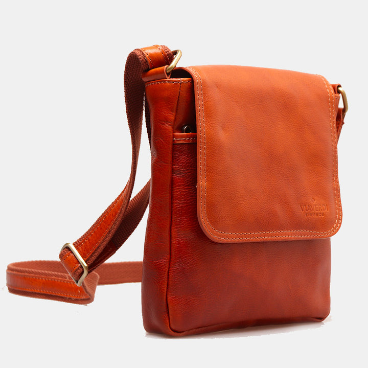 Herren Ledertasche in Hellbraun mit Klappe VIAVERDI Made in Italy Florence Line