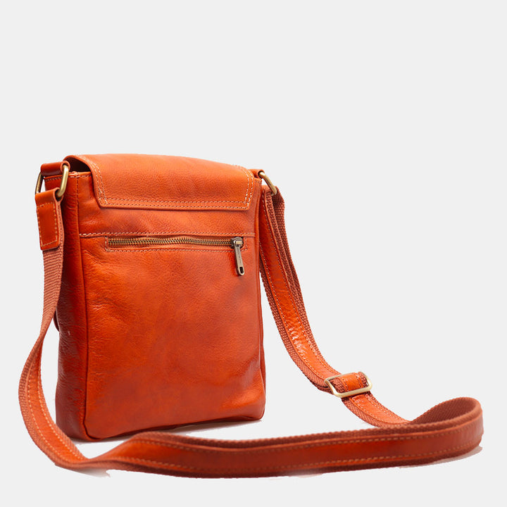Herren Ledertasche in Hellbraun mit Klappe VIAVERDI Made in Italy Florence Line
