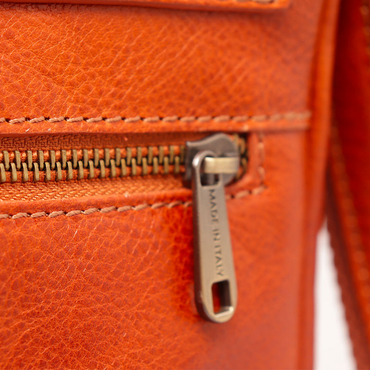 Herren Ledertasche in Hellbraun mit Klappe VIAVERDI Made in Italy Florence Line