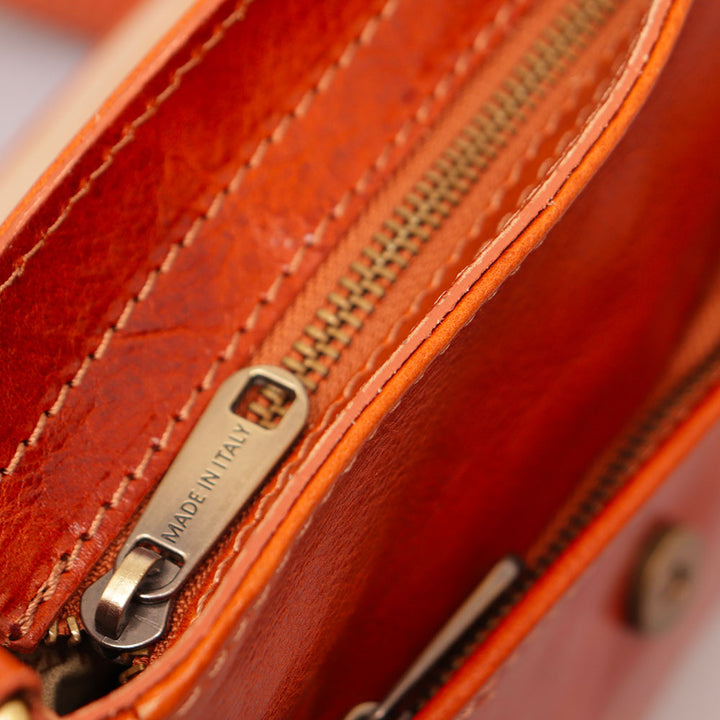 Herren Ledertasche in Hellbraun mit Klappe VIAVERDI Made in Italy Florence Line