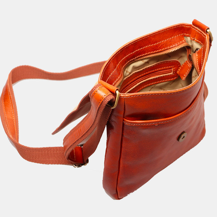 Herren Ledertasche in Hellbraun mit Klappe VIAVERDI Made in Italy Florence Line