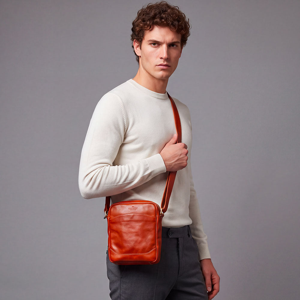 Herren Ledertasche Hellbraun VIAVERDI Made in Italy Florence Line