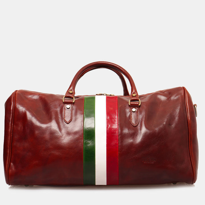 Reisetasche aus braunem Leder VIAVERDI, hergestellt in Italien, Linie Florence