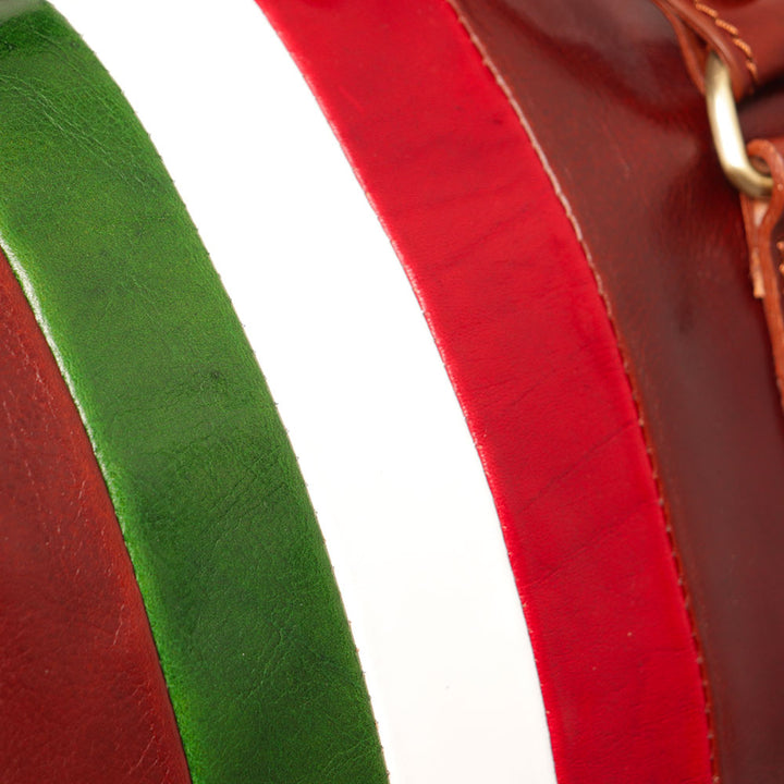 Reisetasche aus braunem Leder VIAVERDI, hergestellt in Italien, Linie Florence