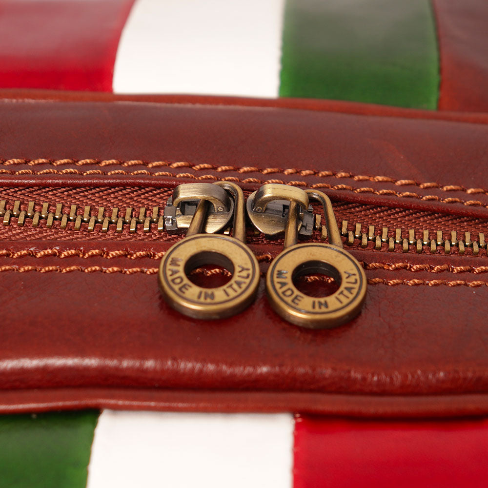 Reisetasche aus braunem Leder VIAVERDI, hergestellt in Italien, Linie Florence