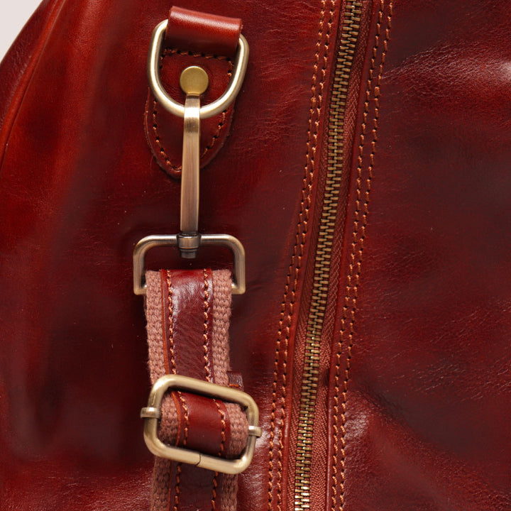 Reisetasche aus braunem Leder VIAVERDI, hergestellt in Italien, Linie Florence