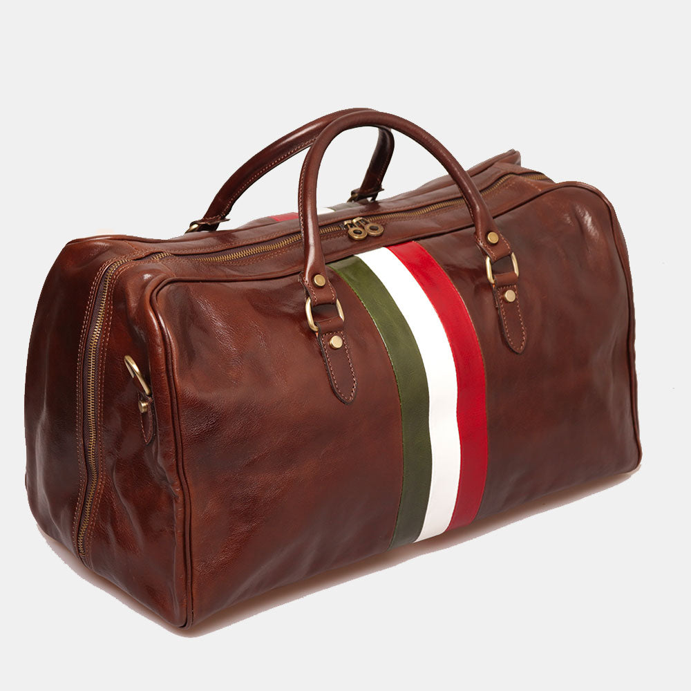 Borsone da Viaggio in Pelle Testa di Moro VIAVERDI Made in Italy Linea Firenze