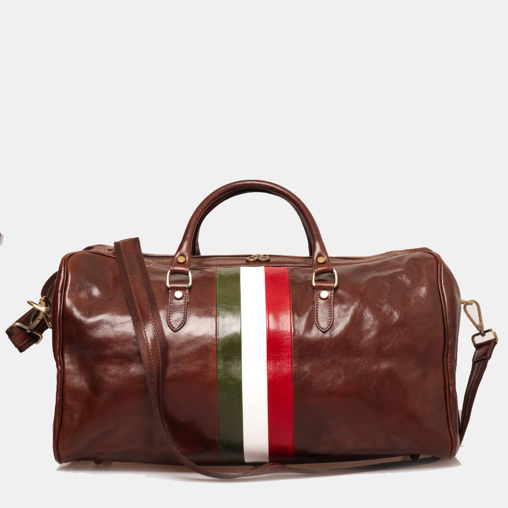 Borsone da Viaggio in Pelle Testa di Moro VIAVERDI Made in Italy Linea Firenze