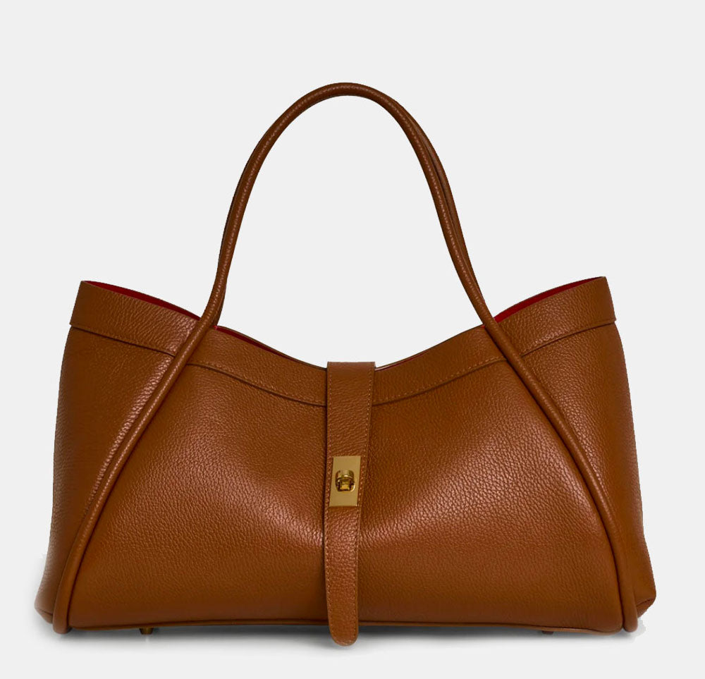 VIAVERDI Women's Shoulder Bag in Tan Leather Made in Italy, Cortona Line