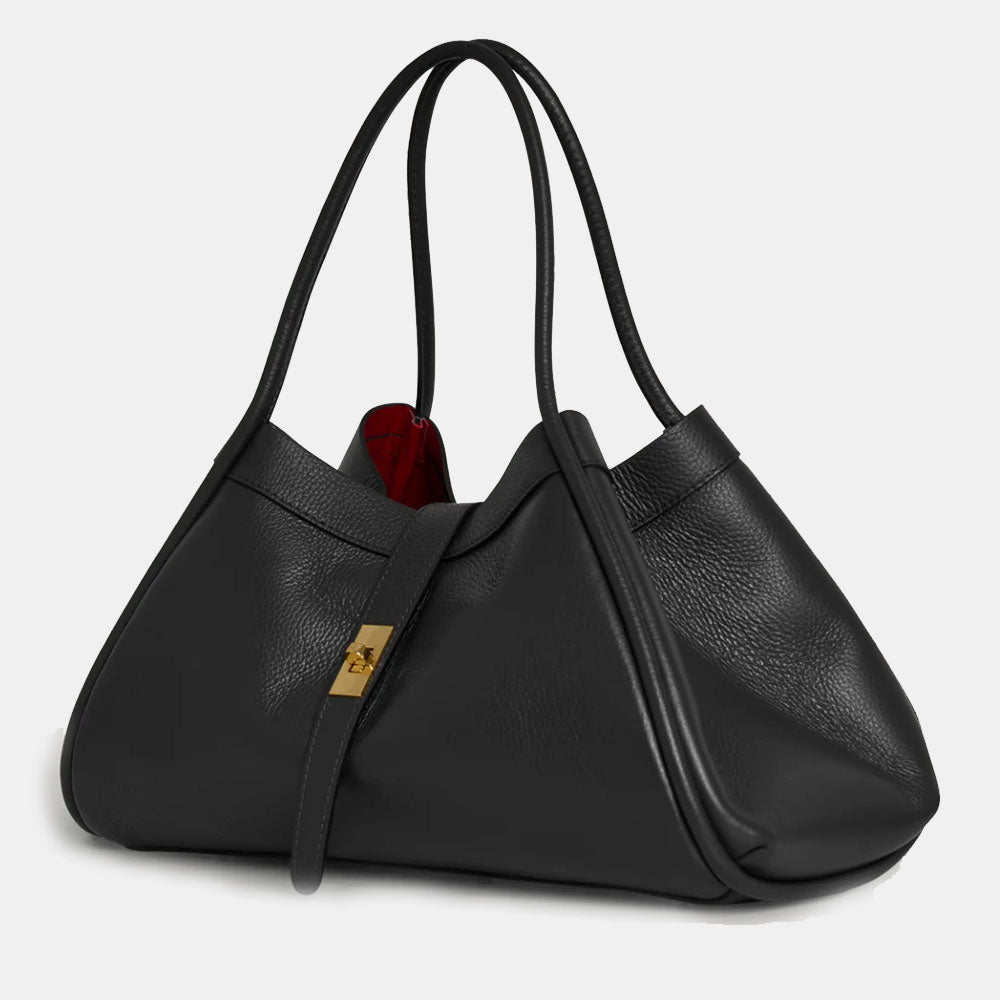 Borsa Donna a Spalla VIAVERDI in Pelle Nera Made in Italy linea Cortona