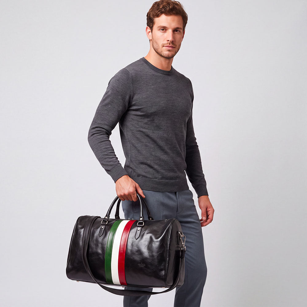 Schwarze Reisetasche aus Leder VIAVERDI Made in Italy Florence Line