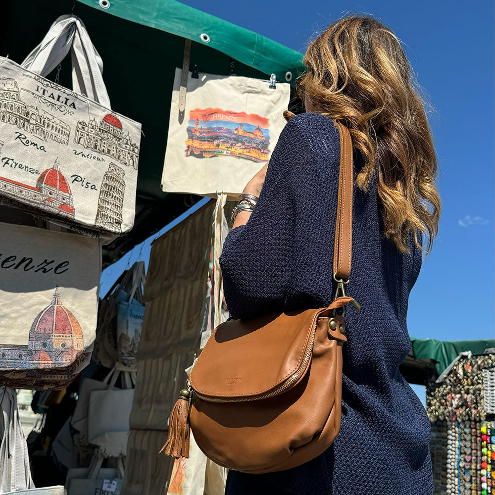 Borsa a Tracolla in Pelle Nera VIAVERDI Made in Italy