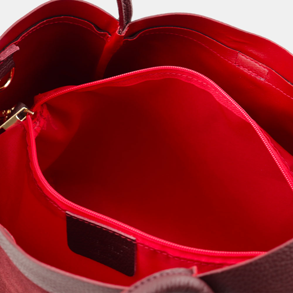 Borsa Donna a Spalla VIAVERDI in Camoscio e Pelle Bordeaux Made in Italy linea Cortona