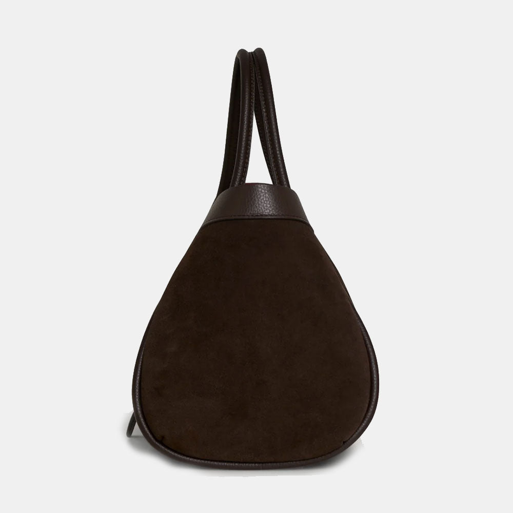 VIAVERDI Women's Shoulder Bag in Dark Brown Suede and Leather, Made in Italy, Cortona Line