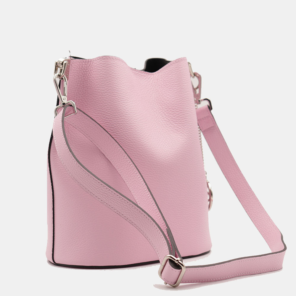 Beuteltasche mit Schulterriemen VIAVERDI aus hellrosa Leder Made in Italy Linie Capalbio