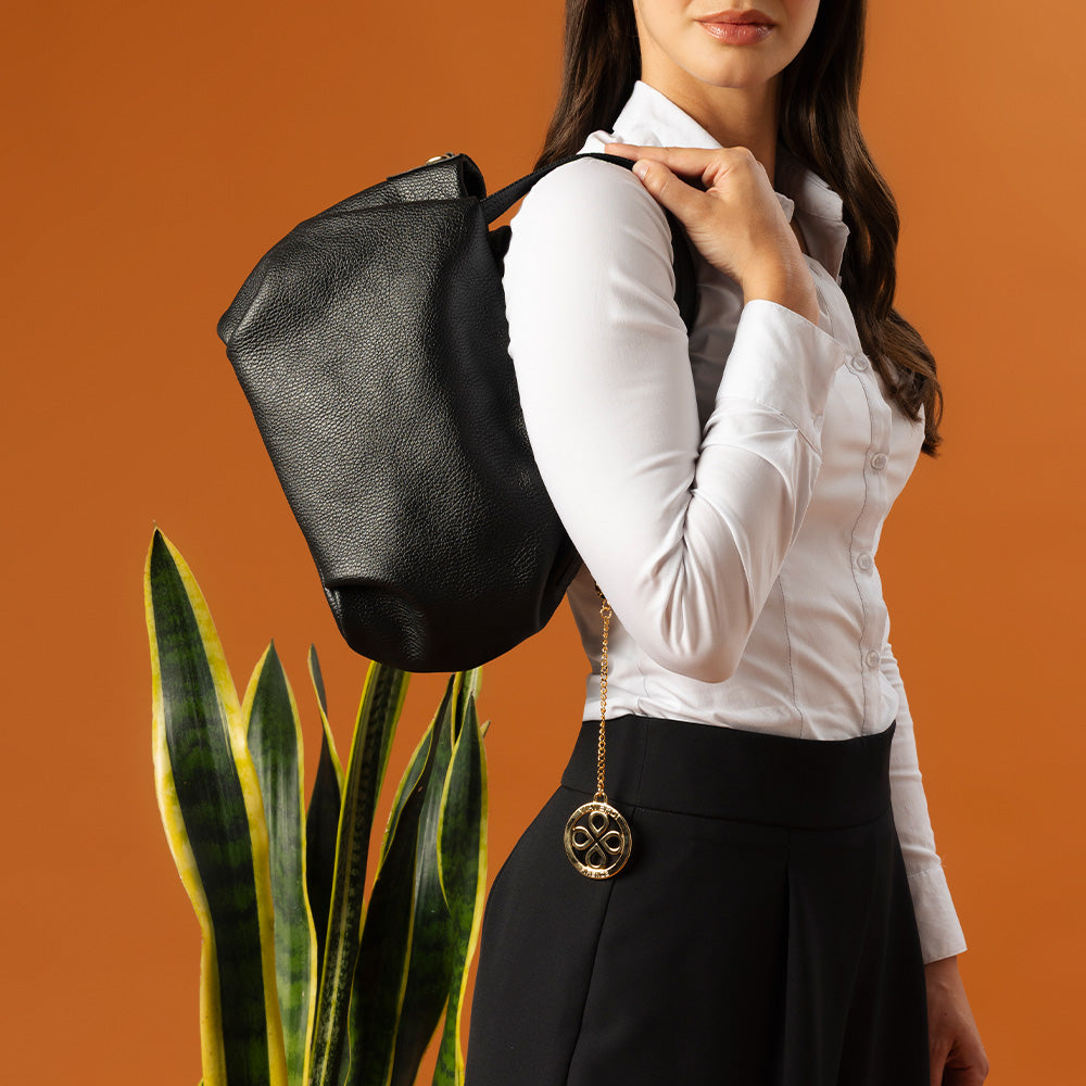 Borsa a Mano con Tracolla VIAVERDI in Pelle Nera Made in Italy linea Castiglione